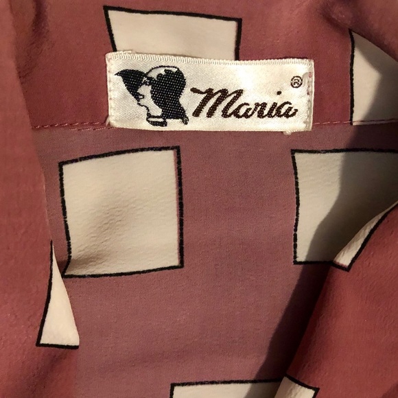 Retro mauve vtg grandma blouse w/ shoulder pads! - Picture 3 of 4